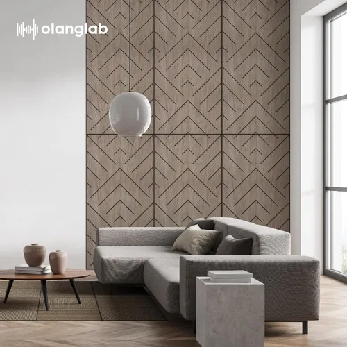 Vista 3 de Olanglab Paquete de 6 paneles de pared de chapa de madera, paneles absorbentes de sonido de 24 x 48 pulgadas para reducción de ruido, triángulo