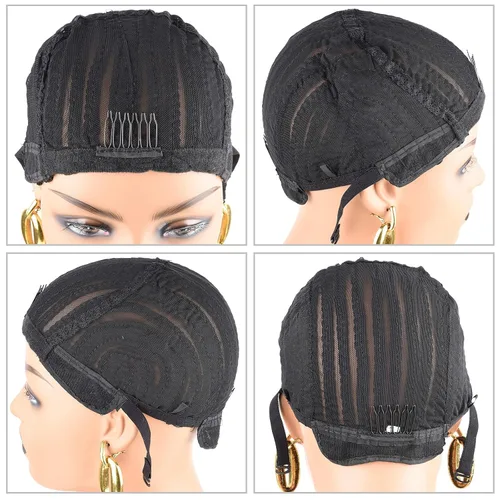 Vista 5 de XCCOCO 1 gorra de peluca de ganchillo trenzada transpirable para hacer pelucas sintéticas duraderas y estables, color negro, más fácil de coser