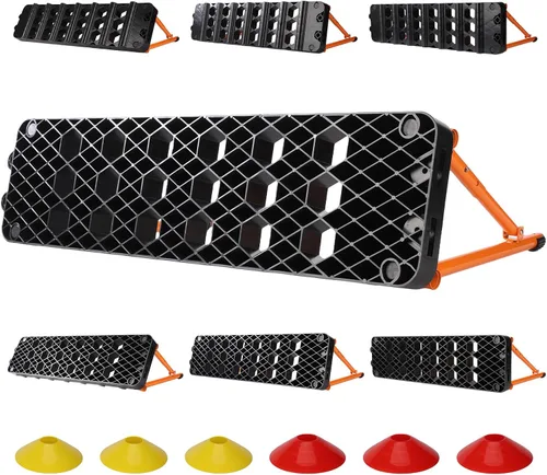 Tabla de rebote de fútbol 6 en 1 con 6 conos de entrenamiento, pared portátil de doble superficie con 3 ángulos ajustables (60°/75°/90°) para pasar