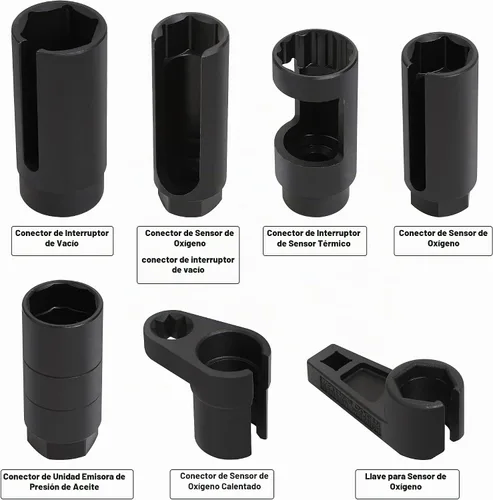 Vista 3 de 5 piezas de zócalo de sensor de oxígeno automotriz, M12×1.25MM y M18×1.5MM Roscas Chaser, llave de sensor O2