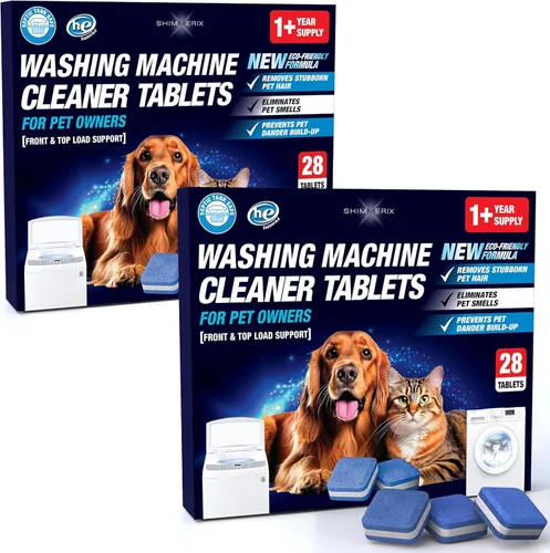 Vista 14 de Tabletas limpiadoras de lavadora para dueños de mascotas - Limpieza profunda de lavadora de carga frontal y superior - Seguro para tanque séptico
