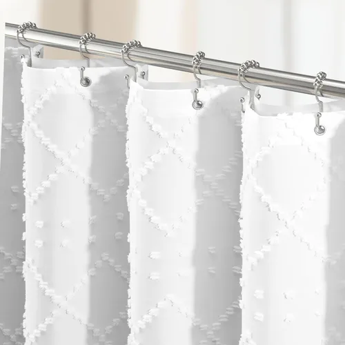 Vista 14 de Dynamene Cortina de ducha de 78 pulgadas de largo, cortinas de ducha bohemias geométricas a rayas para decoración de baño, juego de cortina de ducha