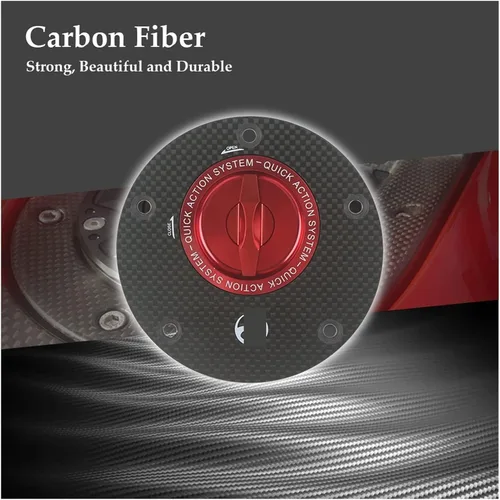 Vista 3 de Accesorios de fibra de carbono para motocicleta, de liberación rápida, para tanque de combustible, cubierta de tapa de aceite de gas compatible