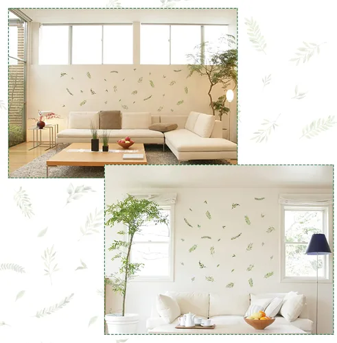 Vista 3 de SUPERDANT 31 calcomanías de pared de hojas, plantas verdes, hojas, calcomanías de vinilo, ramas con hojas verdes, calcomanías de pared, arte