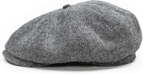 Vista 10 de Sterkowski Shelby Gorra 100% Harris Tweed Newsboy para hombre Sombrero de estilo pico de 8 paneles Negro/Amarillo