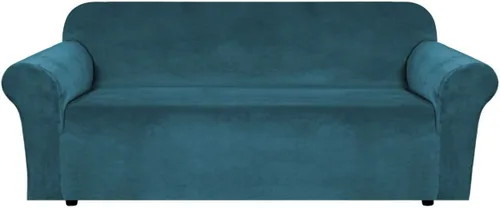 Vista 89 de H.VERSAILTEX Fundas de terciopelo elástico para sofá de dos plazas, fundas para sofá de 2 cojines para sala de estar, fundas deslizables con correas