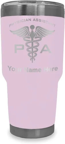 Vista 22 de LaserGram Vaso aislado al vacío de 20 onzas, asistente médico PA, grabado personalizado incluido (negro)