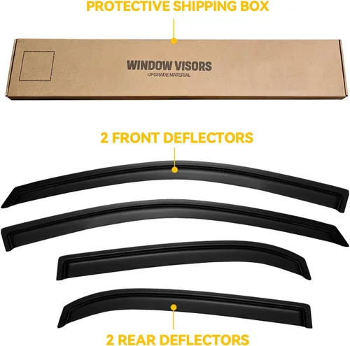 Vista 14 de Visera de ventana para Jeep Cherokee 1984-2001 (Excluye Modelo Limited), Protectores Guards Shields de lluvia de canal exterior, Deflector