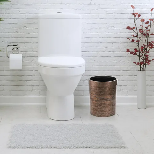 Vista 5 de Hipsteen - Paquete de 3 cubos de basura pequeños vintage, de plástico redondo de 1.7 galones, cubo de basura de grano de madera con anillo superior