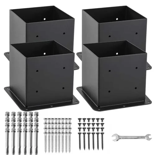 Vista 12 de Base para Poste 4×4, 8 Piezas, (Tamaño Interior 3.6"x3.6") Soportes para Poste, Anclaje de Poste de Acero Grueso con Recubrimiento en Polvo Negro
