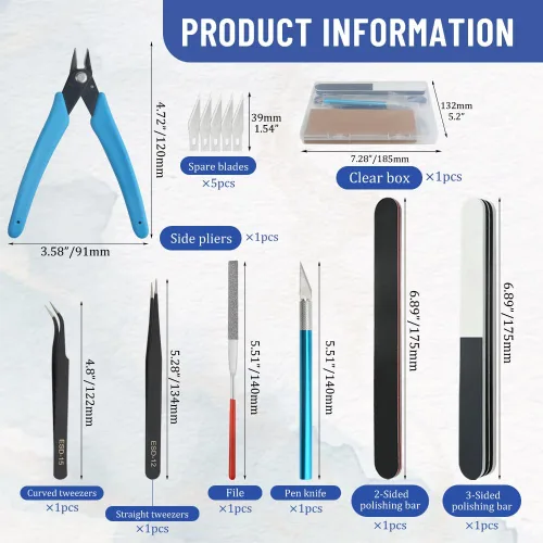 Vista 2 de WMYCONGCONG Kit de herramientas de modelado de 8 piezas, herramientas básicas, kit de herramientas de construcción para edificios Gundam, coches