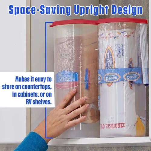 Vista 2 de Buddeez Bread Buddy Caja de Pan – Mantiene las Hogazas de Pan Frescas – Tapa Roja, Paquete de 1