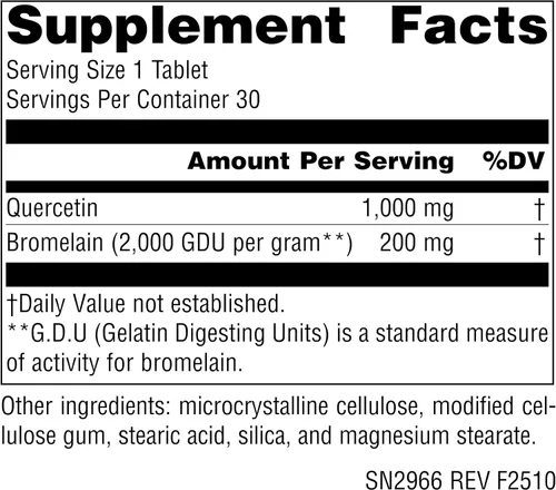 Vista 2 de Source Naturlas Quercetina 1000 con bromelina, apoyo respiratorio e inmunológico*, tabletas de 1000 mg, 30 unidades 1000 mg per Serving