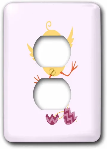 3dRose Chicken baby newborn pink kids room decoration 2 plug outlet cover