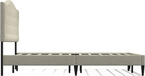 Vista 3 de Glenwillow Home OROS - Marco de cama tapizado con plataforma copetuda, respaldo copetudo, base de colchón, soporte de listones de madera,