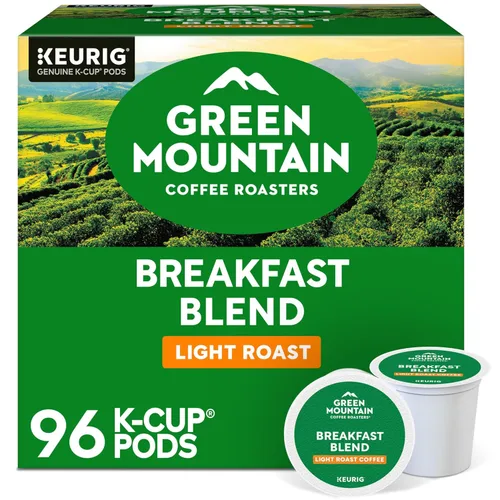 Green Mountain Coffee Roasters Breakfast Blend Cápsulas Keurig K-Cup de una sola porción, café tostado ligero, 96 unidades