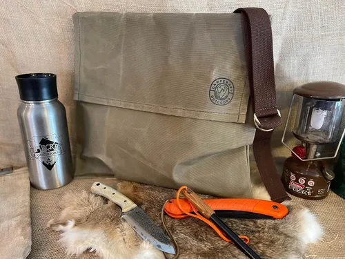 Vista 3 de XL Haversack, Bushcraft Shoulder Bag, Large Foraging Pouch, Waxed Canvas Messenger Bag