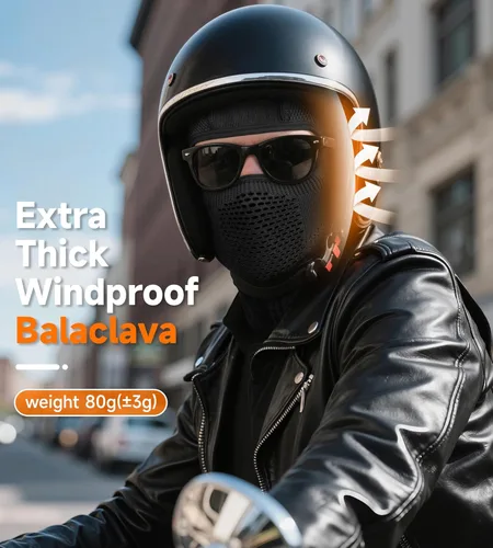 Vista 2 de Pasamontañas de esquí y motocicleta, resistente al viento, diseño transpirable con ventilación nasal y bucal, apto para casco, forro suave