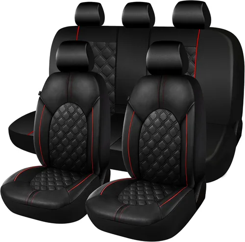 Vista 11 de CAROMOP Fundas de Asiento de Automóvil de Cuero PU de Lujo Juego Completo - Protectores de Asiento Impermeables con Fundas de Asiento de Banco