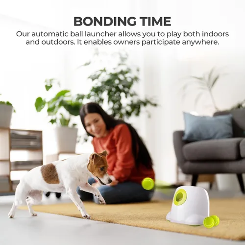Vista 8 de ALL FOR PAWS Lanzador automático de bolas para perros, máquina interactiva para mascotas, lanzador de bolas para interiores, 3 bolas incluidas