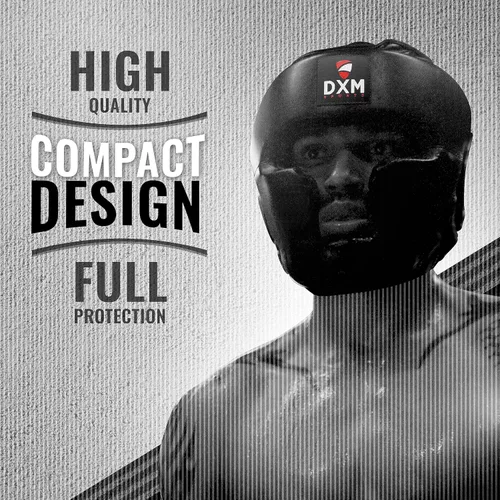 Vista 4 de DXM SPORTS Casco de boxeo para entrenamiento de MMA, Sparring Kickboxing, protector de cabeza de seguridad ajustable para Muay Thai, Karate Negro