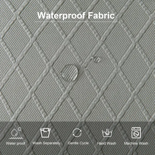 Vista 5 de Genina Fundas de asiento impermeables para sillas de comedor, fundas de sillas de comedor, fundas de sillas de cocina (gris, 6 piezas)