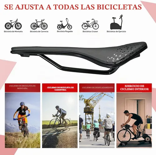 Vista 6 de KOOTU Sillín de bicicleta de carretera, cómodo asiento de bicicleta impermeable para hombres y mujeres, asiento de bicicleta transpirable que Brillo