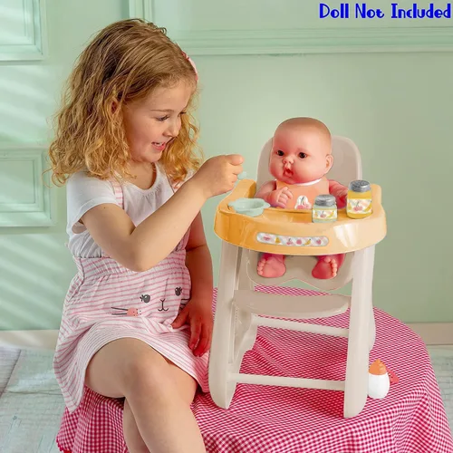 Vista 5 de JC Toys - ¡para mantener el tiempo de juego! Trona para muñeca bebé Se ajusta a muñecas de hasta 17" Trona resistente y accesorios de juego