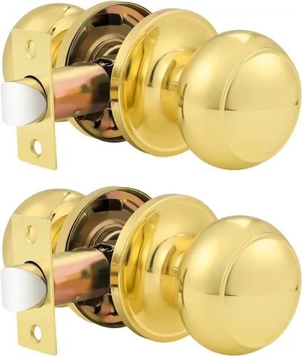 Vista 38 de Probrico Perillas de puerta para interiores, pomos de puerta de armario de latón antiguo, manijas de puerta de paso, sin llave, paquete de 2