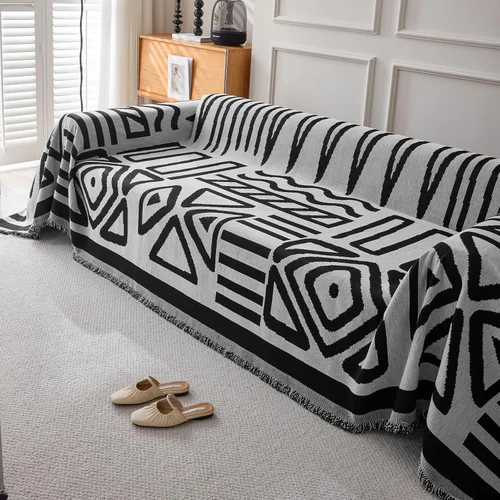 Vista 14 de VClife - Funda para sofá de 2 plazas o modular, de felpilla, antideslizante, bohemia, apta para perros, lavable, protectora, con borlas, para sala