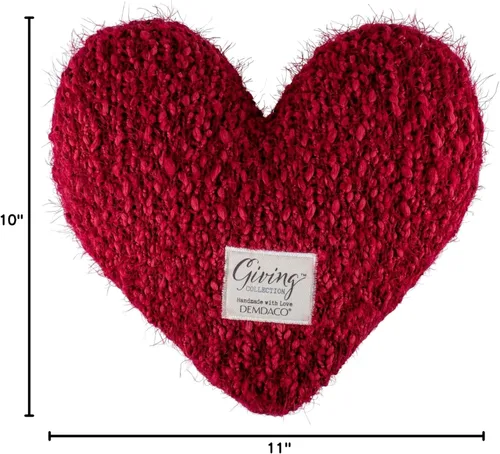 Vista 8 de DEMDACO Giving Heart - Almohada decorativa de felpa con peso de algodón de 10 x 11 pulgadas, color rojo arándano