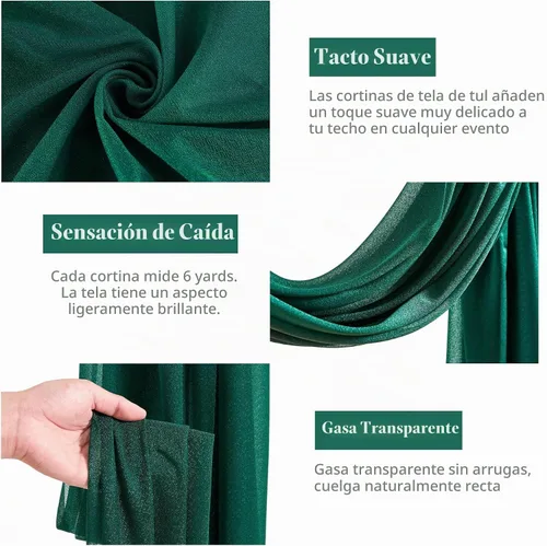Vista 3 de Cortinas de telón de fondo transparentes para arco de boda de 28 pulgadas x 19 pies Negro