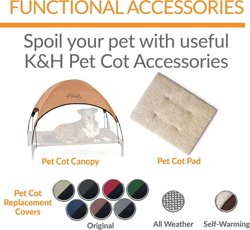 Vista 5 de K&H Pet Products Cuna para mascotas original elevada para perros, malla azul/negra, pequeña, 22 x 17 x 7 pulgadas