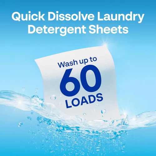 Vista 4 de Earth Breeze Hojas de detergente para ropa calmante lavanda, 60 cargas, sábanas ecológicas para lavandería, hojas de jabón de viaje para ciclos