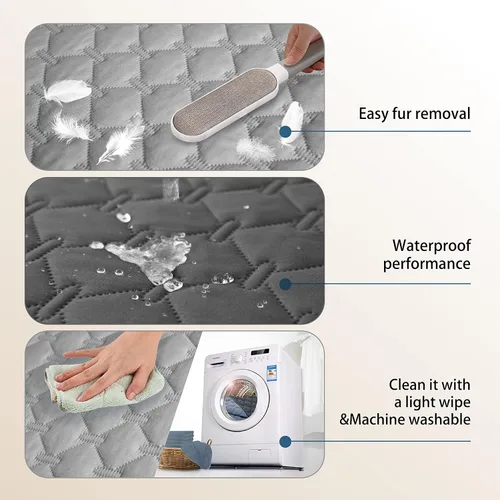 Vista 6 de gogobunny 100% Funda de cama para mascotas impermeable y reversible para perros, manta para sofá, protector de muebles para cachorros, perros gris