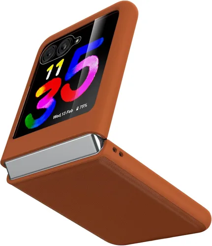 Vista 8 de Cresee Funda para Motorola Razr Plus 2023 (Razr+ 2023) con protector de pantalla - Funda de cuero genuino para Moto Razr+ 2023 - Negro