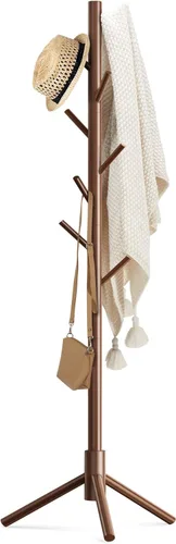 Vista 10 de Haddockway Perchero de madera con 8 ganchos, pino de Nueva Zelanda, 3 abrigos ajustables, fácil montaje para abrigos, sombreros, bufandas y bolsos