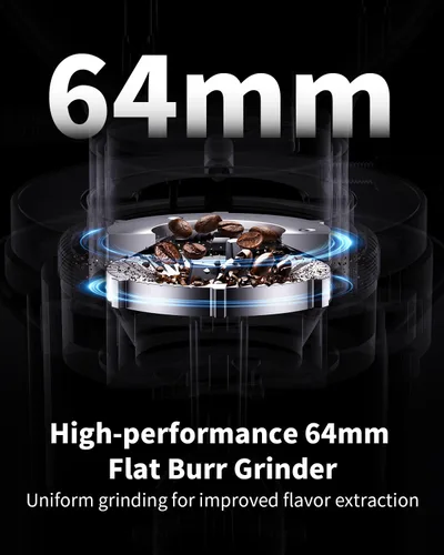 Vista 2 de SHARDOR Molinillo de café profesional de 64 mm con muelas con 100 ajustes de molienda y cámara totalmente metálica, molinillo de granos de café
