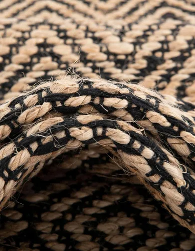 Vista 6 de Unique Loom Alfombra trenzada de la colección de yute - Assam (1' 2" x 6' 1", camino de mesa, negro/natural)