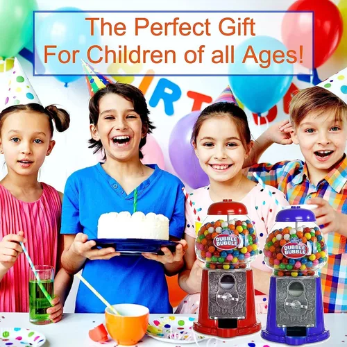 Vista 4 de Máquina de chicles para niños de 9" - Metal resistente con vidrio - Máquina de chicle de estilo antiguo de Navidad - Banco de juguetes operado