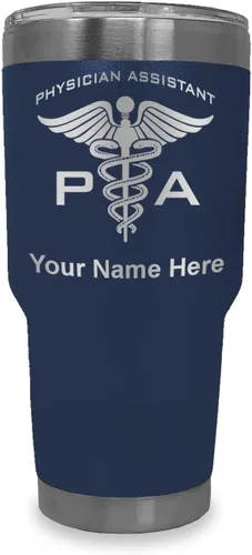 Vista 33 de LaserGram Vaso aislado al vacío de 20 onzas, asistente médico PA, grabado personalizado incluido (negro)