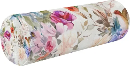 Vista 11 de Yuiboo Estilo de tinta china, almohada decorativa roja, almohada para el cuello, almohada redonda decorativa, cubierta de cilindro, soporte