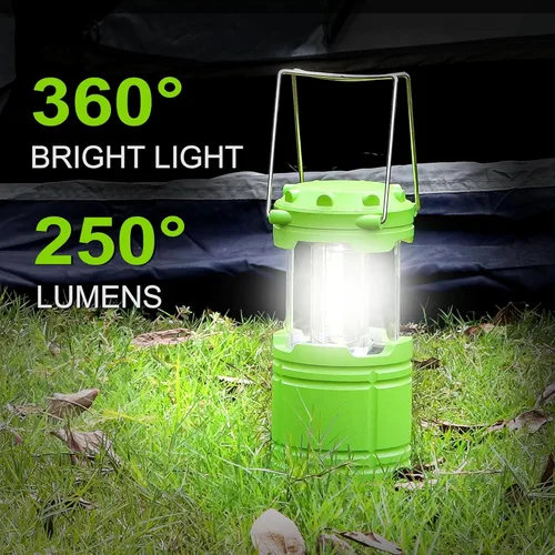 Vista 2 de Paquete de 1 linternas LED verdes para acampar, luces de campamento portátiles, lámparas con mango al aire libre, luces de emergencia esenciales