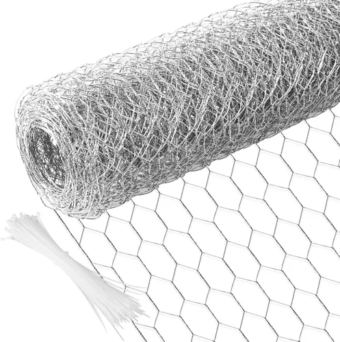 Vista 14 de Malla de gallinero de 13.7 pulgadas x 236 pulgadas, red de alambre para aves, malla hexagonal galvanizada, cerca barrera de jardín para cercado