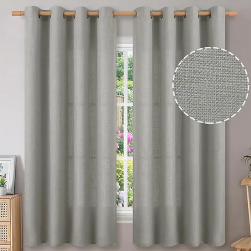 Vista 20 de BGment Cortinas de 45 pulgadas de largo, juego de 2 paneles para dormitorio, con ojales, aspecto de lino grueso, arpillera texturizada, filtrado