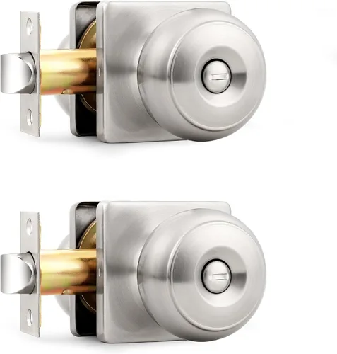 Vista 7 de Probrico Perillas de puerta negras con roseta cuadrada, manijas de puerta de privacidad para dormitorio, perillas de puerta negras cerraduras