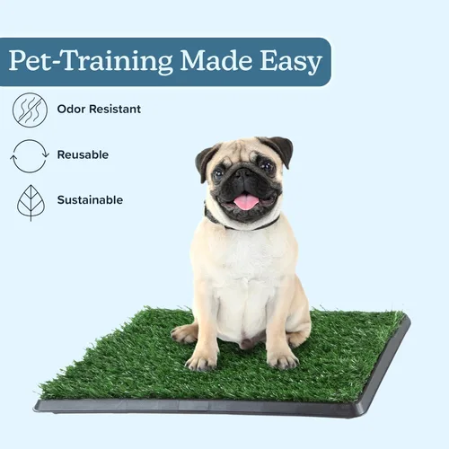 Vista 3 de Alfombra de baño de césped artificial para cachorros y mascotas pequeñas