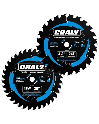 Vista 5 de CRALY Hoja de sierra circular para enmarcado de 3-3/8 pulgadas con 24 dientes para corte de madera, eje de 15mm, con punta de carburo, corte fino