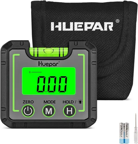 Vista 10 de Huepar Transportador de Medidor de Ángulo Digital, Buscador de Ángulo de Burbuja Electrónico, Caja de Nivel de Doble Eje con Resolución de 0.01°