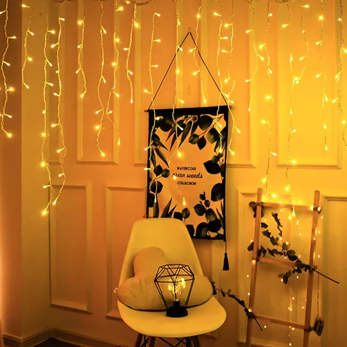 Vista 6 de Techip Luces de Navidad de Halloween para exteriores, 33 pies, 400 luces LED de carámbano para exteriores, tira de luces de cortina enchufable